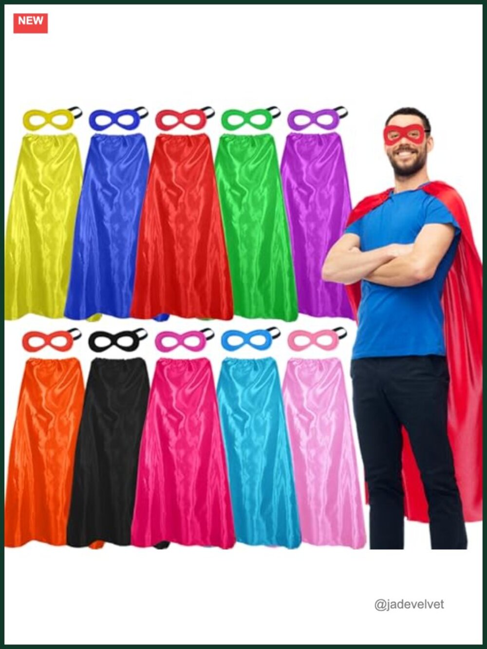 Superhero Capes and Masks for Adults 10 Pack Satin Costume Bulk Team Set